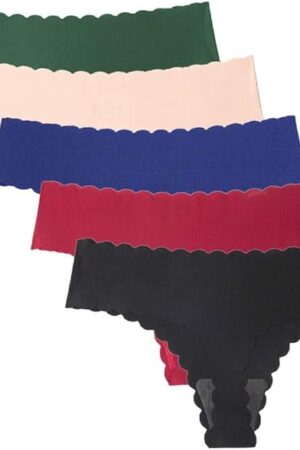 Women's Seamless Thongs Breathable Sexy Panties No show Underwear for Women Pack of 5
