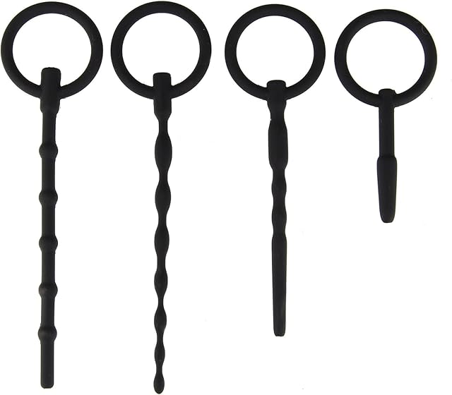 Beauty7 Silicone Urethral Sound Kit 4PCS Set Beaded Urethral Plug Catheter Tube Hollow Tube Urinary Dilator Urethra Masturbation Rod Sex Toy for Men