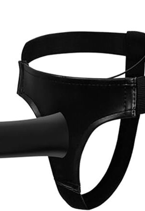 Black Vibrating Dildo Strap-on Harness Wearable Dildos Flexible Silicone Hollow Shaft Dildo for Men Adult Sex Toys with Wired Remote, 1.0 Count