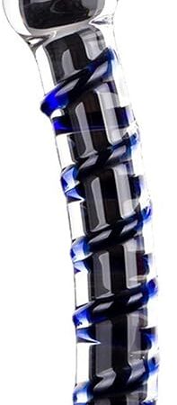 Glass Pleasure Wand, Crystal Dildo Penis with Raised Swirl Texture Mushroom Tip Adult Sex Toy, Anal Butt Plug for G-spot Stimulation