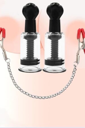 ERUN Nipple Sucker and Nipple Clamps Set Breast Sucking Cup Vacuum Pump Non-Piercing Adjustable Nipple Clips for Men Women Sex Toys (red)