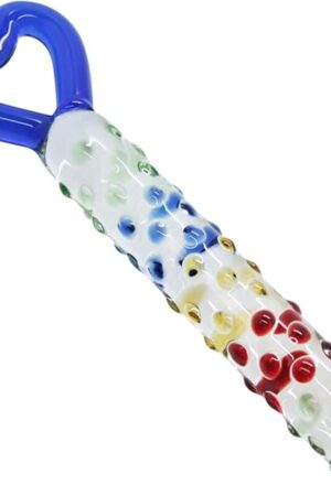Glass Dildo with Raised Bumps & Heart Handle - Intense Erotic Sensations - Temperature Play - Hypoallergenic & Easy to Clean - G-Spot Stimulation - Quick Squirting Orgasms