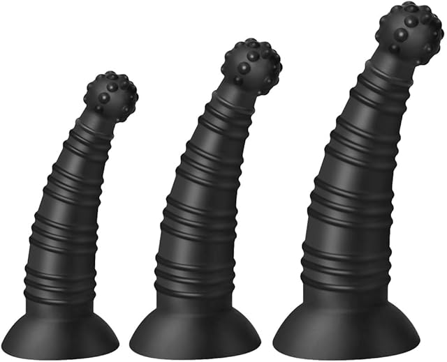 FST Butt Plug Set 3Pcs Vaginal Dilators Anal Training Kit with Bump Ball and Coil Torso Curved Dildo with Suction Cup for Prostate Massage Anal Stretching Adult Sex Toys for Men Women Couples