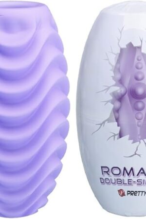 Double-Sided Silicone Male Masturbator Egg - Pocket Pussy Stroker & Penis Sleeve with Double-Sided Realistic Vagina Texture for Different Sensations - Hands-Free Mens Masturbator (Purple)
