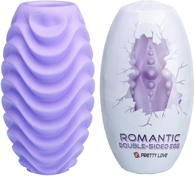 Double-Sided Silicone Male Masturbator Egg - Pocket Pussy Stroker & Penis Sleeve with Double-Sided Realistic Vagina Texture for Different Sensations - Hands-Free Mens Masturbator (Purple)