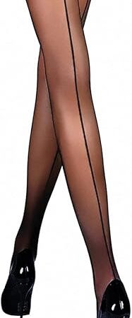 Women's Seamed Thigh High Stockings | Sheer Pantyhose for Garter Belt | Back Seam Silky Nylons