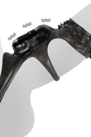 Vibrating Reusable Penis Sleeve with Testicle Ring Covered by Granules, Male Cock Condom with Bullet Vibrator Penis Extender Enlarger G-Spot Stimulation Delay Ejaculation Sex Toys for Couples