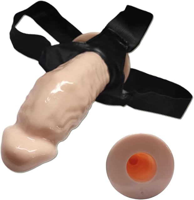 Wearable Strap-on Silicone Dildos Hollow Shaft Adult Sex Toys,Detachable Silicone G Spot Stimulator Vagina Massager Female Masturbator Sex Toys for Women Lesbian Couple(Flesh)