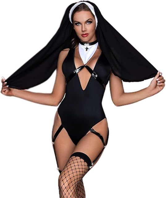 women's nun halloween costume cosplay Sexy Underwear Police Costume Clothes Pajamas Uniform for bar Nightclub Stage Performance nun dress