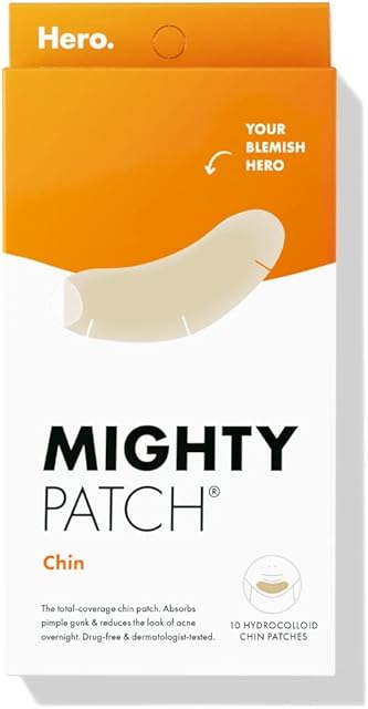Hero Cosmetics Mighty Patch? Chin Patch - XL Contoured Hydrocolloid Chin Patch for Blemishes and Pimples - Non-Irritating (10 Count)