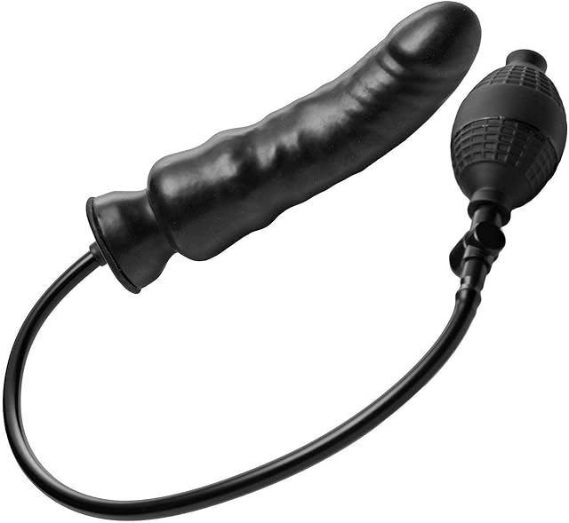 Inflatable Anal Butt Plug Body-Safe Butt Sex Toy Pump Cock Expandable Silicone Dildo Massager G-Spot for Women and Gay, Black