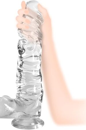 Huge Realistic Dildo, 11.8" XXL Clear G spot Dildo for Women,Small Glans Big Thick Dildo with Special Curve Design,Strong Suction Cup Lifelike Sex Toy for Hands-Free Play