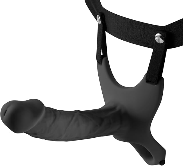 Hollow Strap-On System - Harness with Elastic Waist Band and Silicone Hollow Dildo, Realistic Penis Sleeve Cock Extender Lifelike Penis Extension Penis Enlarger, Adult Sex Toys for Men Couple
