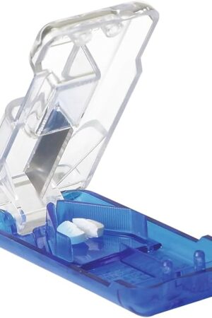 Ezy Dose Pill Cutter and Splitter with Dispenser, Cuts Pills, Vitamins, Tablets, Stainless Steel Blade, Travel Sized, Assorted Colors ,Cutter
