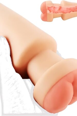 2-in-1 Design Cone Anal Plug Male Masturbators Pocket Pussys with 3D Texture Lifelike Vigina, 7.87 inch Penis Extender Enlarger Anal Sleeve Dilator Hollow Butt Plug for Men Gay Couples