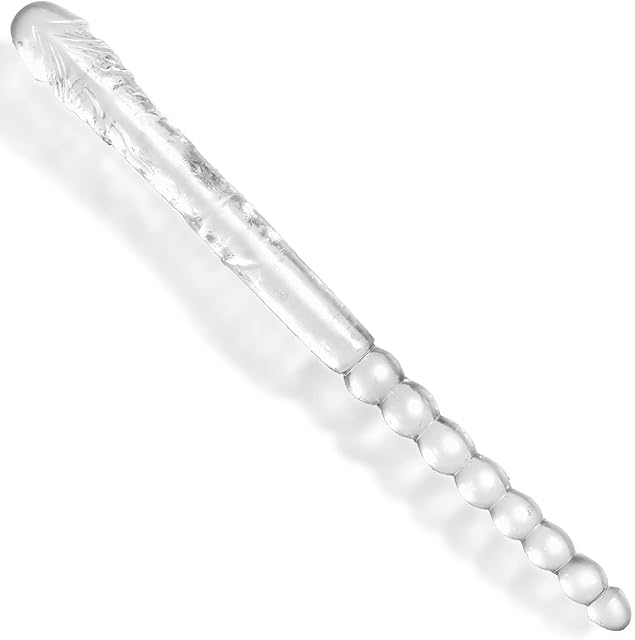 Double Ended Dildo 1889 inch Anal Beads with Veins and Glans for Anal Vagina Stimulation Double Side Cock Prostate Massager Sex Toy for Lesbian Men Women Transparent TJIJP