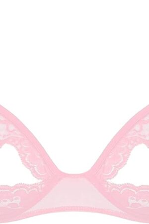 Women's Sexy Sheer Lace Floral Bra Top Nipple Split Wire-Free Unlined Push-up Triangle Bralette Lingerie