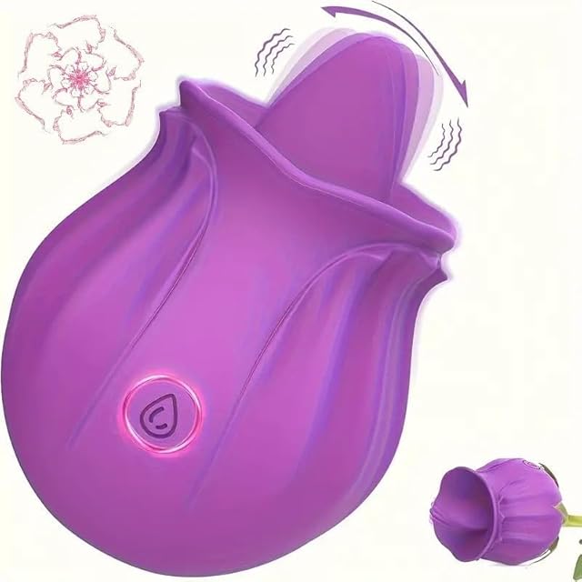 Generic 2024 Rose Viboator Stimulator Licking Sucking 10 Speed Adult Tools for Women Quiet Birthday Gift Fast Charge Waterproof Waterproof, Dual Motor-BZ807, Purple-st