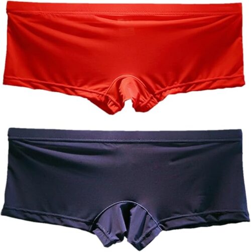 Womens Underwear 2 Pack Ice Silk Boy Shorts Soft Comfort Sexy Panties