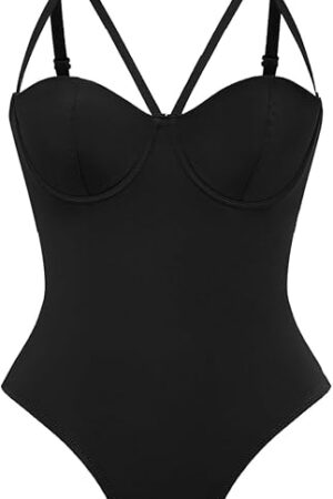 Women's Sexy Cut Out Underwire Shapewear Bodysuit Strappy Sleeveless Party Bodysuits Cami Tank Tops