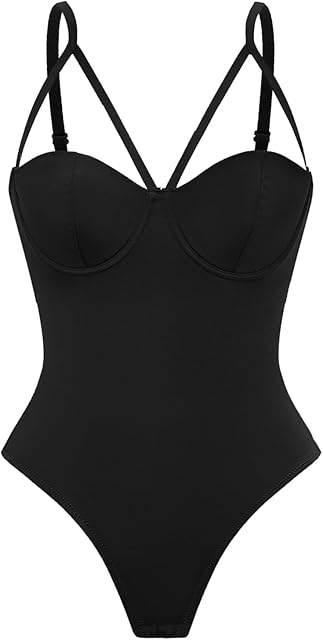 Women's Sexy Cut Out Underwire Shapewear Bodysuit Strappy Sleeveless Party Bodysuits Cami Tank Tops