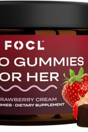 FOCL Female Libido Booster for Women - Boost Desire, Arousal, Energy, Helps Promote Hormone Balance - Horny Goat Weed, Fenugreek & Green Tea (30 Gummies Strawberry Cream)