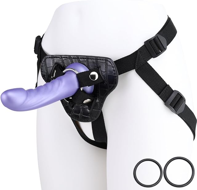 Harness Strap-On Dildo Set-7" Removable Realistic Dildo, Adjustable Waist/Thigh Belt with 3 O-Rings,Soft Leather/Nylon Harness Adult Sex Toys, G-Spot,Anal,Pegging Penis for Women, Lesbian, Gay Couples
