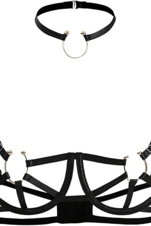 Women's Ring Linked Cut Out Bra Adjustable Spaghetti Strap Bras Lingerie