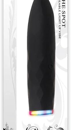 Evolved Novelties Powerful 7 Function Silicone Rechargeable Waterproof Light-up Base Bullet Vibrator, Black