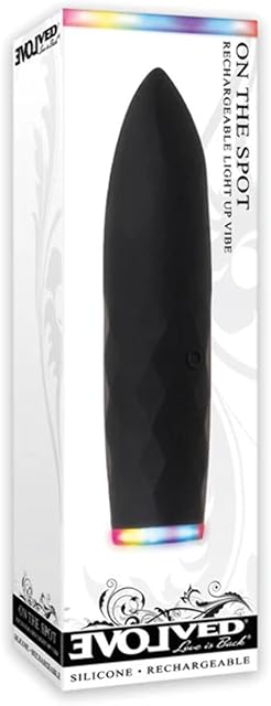 Evolved Novelties Powerful 7 Function Silicone Rechargeable Waterproof Light-up Base Bullet Vibrator, Black