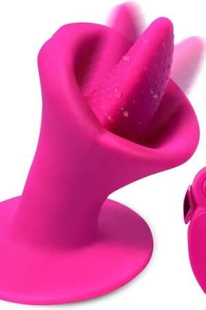 Clitoral Licking Rose Sex Toy Vibrator for Women, Tongue Licking Vibrator Adult Sex Toy with 10 Vibrating Modes and Suction Cup, Nipple Toys Clitoral G-Spot Vibrators for Couple Pleasure