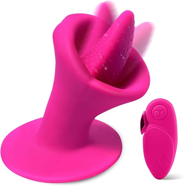 Clitoral Licking Rose Sex Toy Vibrator for Women, Tongue Licking Vibrator Adult Sex Toy with 10 Vibrating Modes and Suction Cup, Nipple Toys Clitoral G-Spot Vibrators for Couple Pleasure