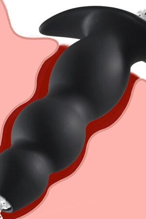 Hollow Anal Plug Silicone Huge Butt Plug Anal Sex Toys with Narrow Flared Base and 3 Beads Vagina Expander Anus Dilator Tunnel Plugs Anal Training Adult Sex Toy for Men Women Couples(Black