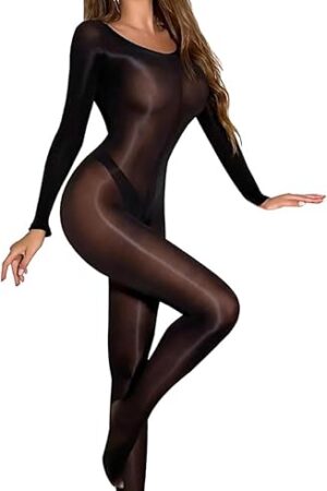 6D Bodystockings for Women Oil Shiny Bodystocking Catsuit Tights Full Body Stocking