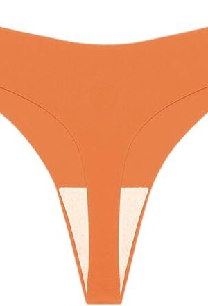 Women's V-Waisted Stretch Breathable Seamless Thong Panties No Show Underwear Bathing Suit Bikini Thongs Sexy Thongs