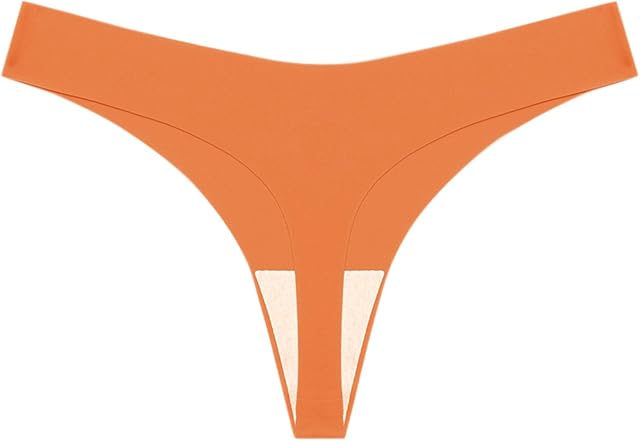 Women's V-Waisted Stretch Breathable Seamless Thong Panties No Show Underwear Bathing Suit Bikini Thongs Sexy Thongs