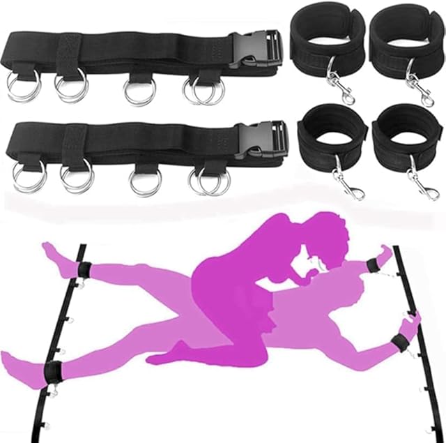 BDSM Bondage Kit Adult Restraints Sex Toys, Neck to Wrist Adjustable Bondage Gear & Accessories, Behind Back Handcuffs Collar with Blindfold Bed Straps Restraints Sex Ropes for Couples Sweater T0