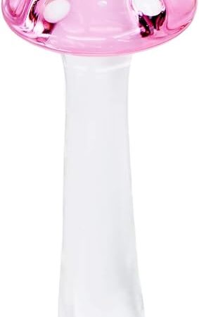 Anal Plug Butt Plugs Trainer, Smooth Glass Mushroom Pleasure Wand Dildos (Pink)