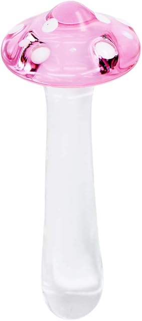 Anal Plug Butt Plugs Trainer, Smooth Glass Mushroom Pleasure Wand Dildos (Pink)