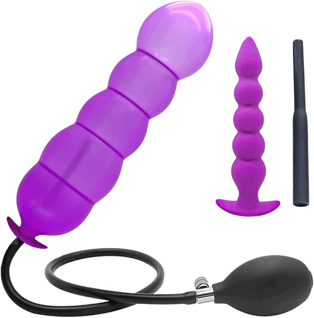 G Spot Anal Dildo Silicone Inflatable Butt Plug, Sex Toys with Quick Release Valve Stretch for Women Men Plug Anal Purple Style A