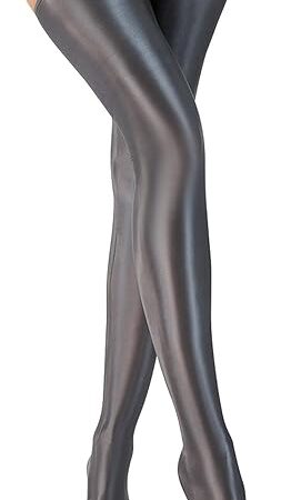 Women's Shiny Oily Glossy Opaque Thigh High Stockings Bright Sexy Pantyhose Seamless Smooth Tights Stockings