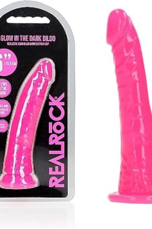 ASK GRANDPA GOURMET COFFEES RealRock 15.5 cm Slim Glow in The Dark Neon Pink Dildo - The Ultimate Pleasure Experience, One-Size