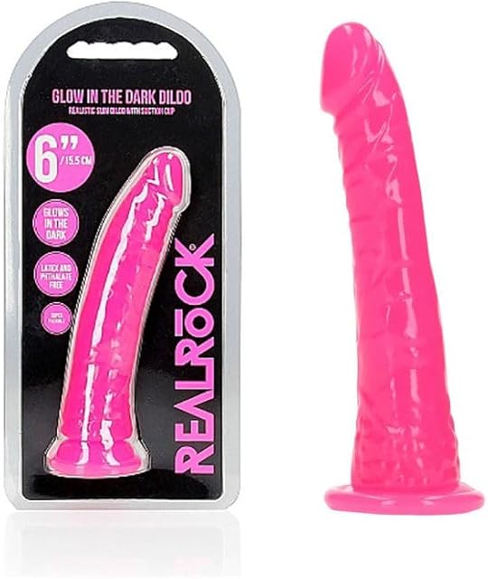 ASK GRANDPA GOURMET COFFEES RealRock 15.5 cm Slim Glow in The Dark Neon Pink Dildo - The Ultimate Pleasure Experience, One-Size