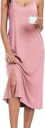 Women's Full Slips for Under Dress Spaghetti Straps Cami Slip Dresses Sexy V Neck Split Long Nightgowns