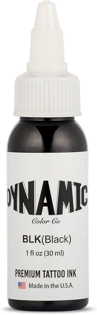 Dynamic Color Co - Black Tattoo Ink, Long Lasting Vivid Color, Sterilized, Made in USA, Since 1990 (1 oz Bottle)