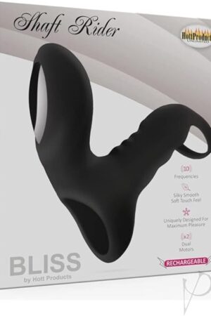Bliss Shaft Rider Rechargeable Vibrating Cock Ring - Black