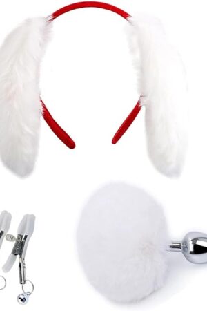 Anal Plug Butt Plug Set Faux Fur Rabbit Anales Plug Buttplug Tail Set Women's Bunny Costume Set for Women Man Beginners Adult Couples Bunny Buttplug Tail Set