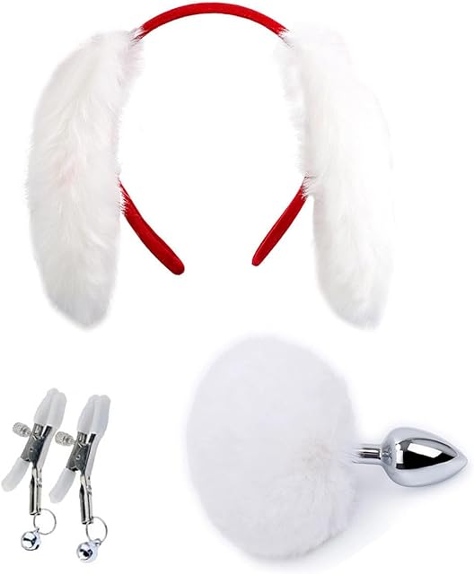 Anal Plug Butt Plug Set Faux Fur Rabbit Anales Plug Buttplug Tail Set Women's Bunny Costume Set for Women Man Beginners Adult Couples Bunny Buttplug Tail Set