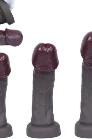 Black Realistic Silicone Thick Huge Glans Dildo, 4 Sizes Dildos with Suction Cup for Hands-Free Anal Play Vagina G-spot Stimulate AnalDildo Giant Butt Plug Sex Toys for Women Men Beginner (L)