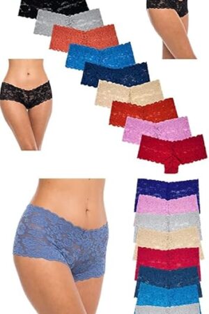 Women's 10 Pack Lace Hipster Panties | Ultra Soft & Stretchy Hallowed Out Lace Seamless Panties